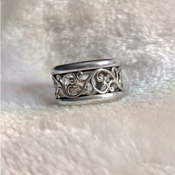 💍 ELEGANT STERLING SILVER VINE LACE CUT-OUT DESIGN 1/2” BAND RING Size 7 - Picture 5 of 10